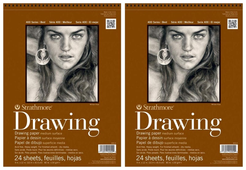 2-Pack - Strathmore 400 Series Drawing Pad, 9"x12" Wire Bound, 24 Sheets Each